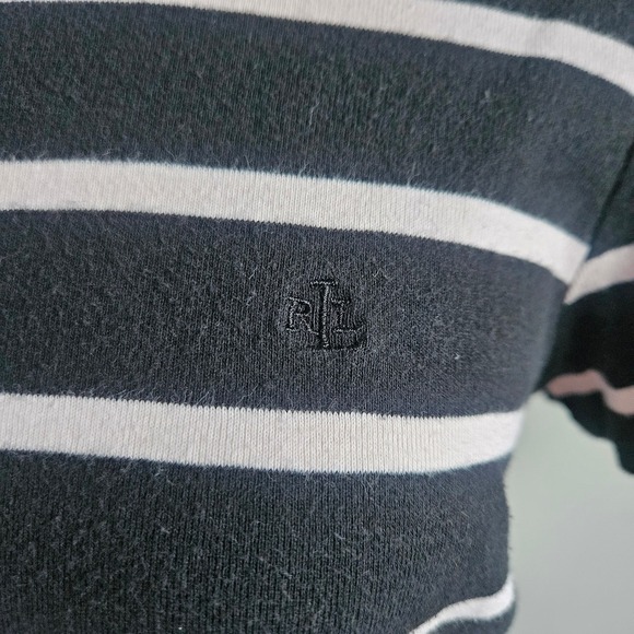 Ralph Lauren Crew Neck Black Striped‎ Top Classic Timeless Cotton T-Shirt Size M - Picture 4 of 14